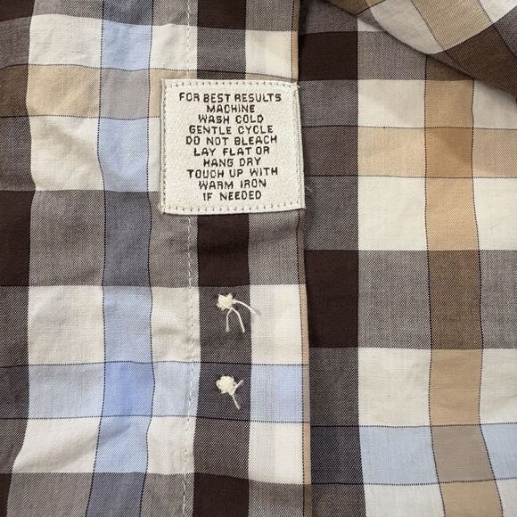Peter Millar Mens Long Sleeve Button Up Size Medium Blue Brown White Geometric - Picture 5 of 10